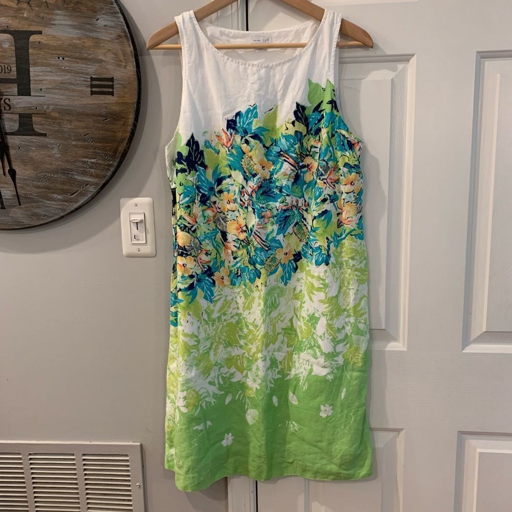 J. Jill Love Linen Floral Print Sheath Dress sz MP